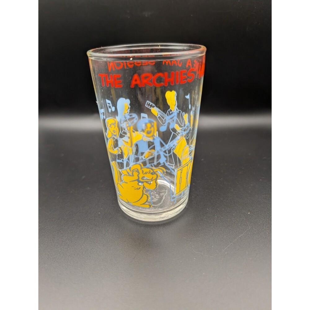 Archies Jam Session TUMBLER GLASS Hot Dog WELCHS JELLY Vintage